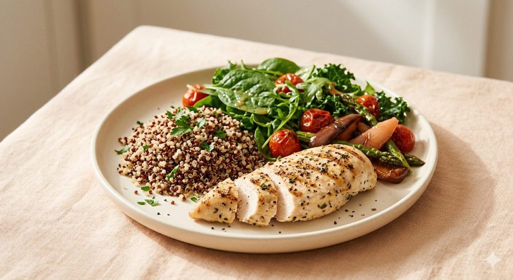 Menopozda protein dengesi için örnek tabak