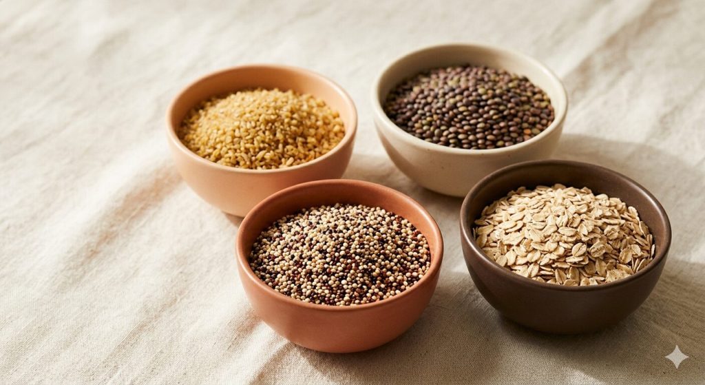 Düşük GI besinler: tam tahıl ve mercimek