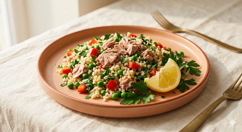 Ton balıklı bulgur salatası